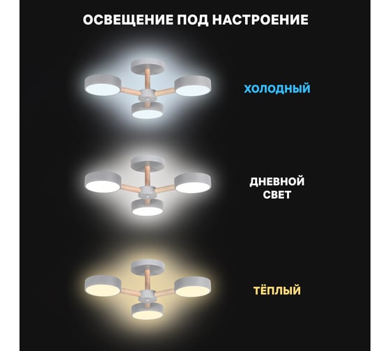 Люстра потолочная светодиодная диммируемая RITTER SCANDIA с ДУ 3 режима 520x170 45Вт 2700К/4200К/6400К 17м серый/дерево 51590 0