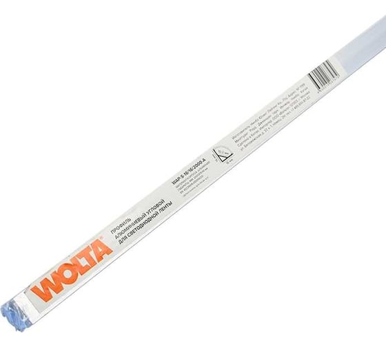 Угловой профиль Wolta алюминиевый, для светодиодной ленты 10 мм, 16x16 мм, 2м WAP-S-16/16/2000-A
