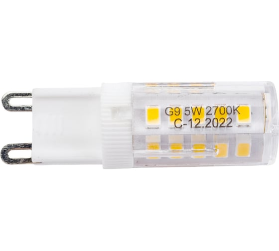 Светодиодная лампа Jazzway PLED-G9 5Вт капсульная 2700К теплый белый G9 320лм 175-240В пластик d16х50мм 1032102B