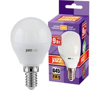 Светодиодная лампа Jazzway PLED-SP 9Вт G45 шар 3000К теплый белый E14 820лм 230В/50Гц 2859570A