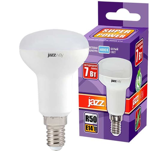 Светодиодная лампа Jazzway PLED-SP 7Вт R50 4000К нейтральный белый E14 540лм 230В/50Гц 5019751