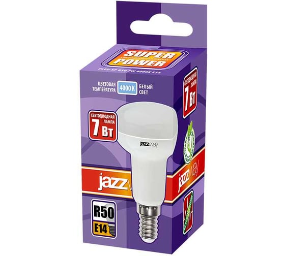 Светодиодная лампа Jazzway PLED-SP 7Вт R50 4000К нейтральный белый E14 540лм 230В/50Гц 5019751