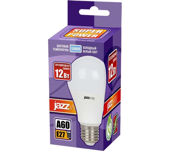 Светодиодная лампа Jazzway PLED-SP 12Вт A60 грушевидная 5000К холодный белый E27 1080лм 230В 1033734