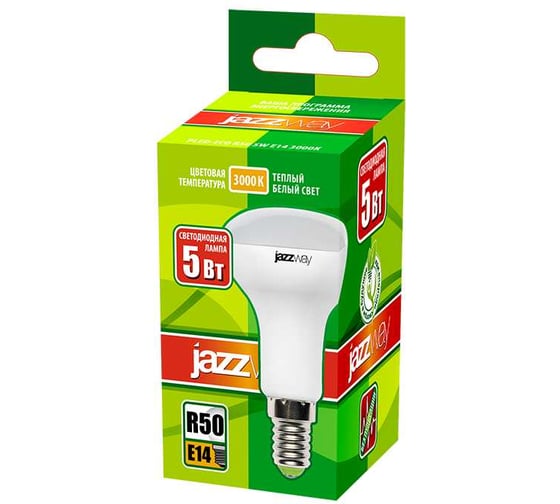Светодиодная лампа Jazzway PLED-ECO 5Вт R50 рефлектор матовая 3000К теплый белый E14 400лм 230В/50Гц 1037015A