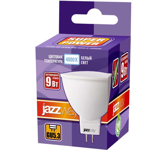 Светодиодная лампа Jazzway PLED-SP 9Вт JCDR MR16 4000К нейтральный белый GU5.3 720лм 230В/50Гц 5019577