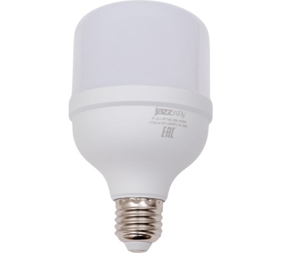 Светодиодная лампа Jazzway высокомощная PLED-HP-T80 20Вт цилиндр 4000К нейтральный белый E27 1700лм 220В/50Гц 1038906A