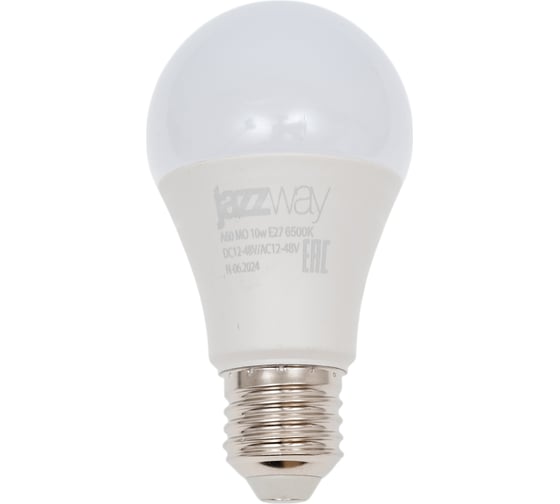 Светодиодная лампа Jazzway низковольтная PLED-A60 MO 10Вт 6500К холодный белый E27 12-48В AC/DC 5050532