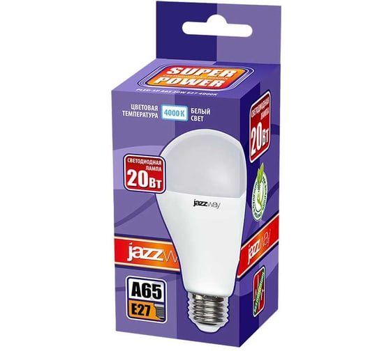 Светодиодная лампа Jazzway PLED-SP 20Вт A65 4000К нейтральный белый E27 1800лм 230В/50Гц 5019669A