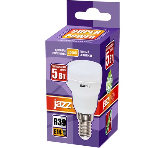 Светодиодная лампа Jazzway PLED-SP 5Вт R39 3000К теплый белый E14 400лм 230В/50Гц 1033581