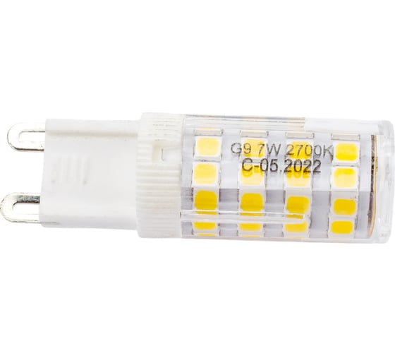 Светодиодная лампа Jazzway PLED-G9 7Вт капсульная 2700К теплый белый G9 400лм 175-240В пластик d16х50мм 1039064B