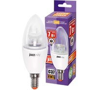Светодиодная лампа Jazzway PLED-SP CL 7Вт C37 свеча прозрачная 3000К теплый белый E14 540лм 230В/50Гц 2853097