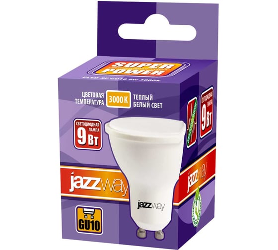 Светодиодная лампа Jazzway PLED-SP 9Вт PAR16 GU10 3000K теплый белый GU10 820лм 230В/50Гц 2859693A