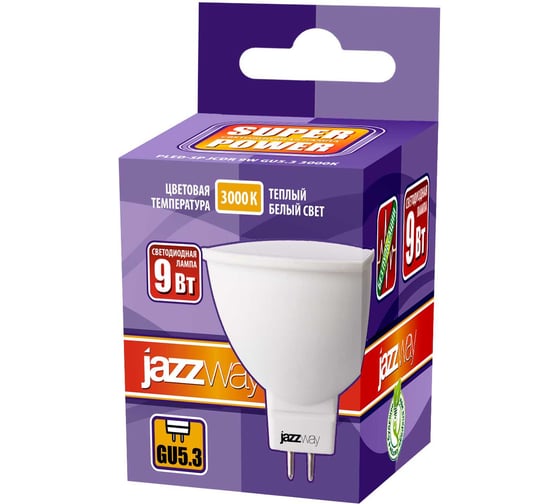 Светодиодная лампа Jazzway PLED-SP 9Вт JCDR MR16 3000К теплый белый GU5.3 720лм 230В/50Гц 2859754A