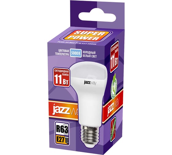 Светодиодная лампа Jazzway PLED-SP 11Вт R63 5000К холодный белый E27 820лм 230В/50Гц 1033673