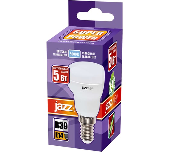 Светодиодная лампа Jazzway PLED-SP 5Вт R39 5000К холодный белый E14 400лм 230В/50Гц 1033598