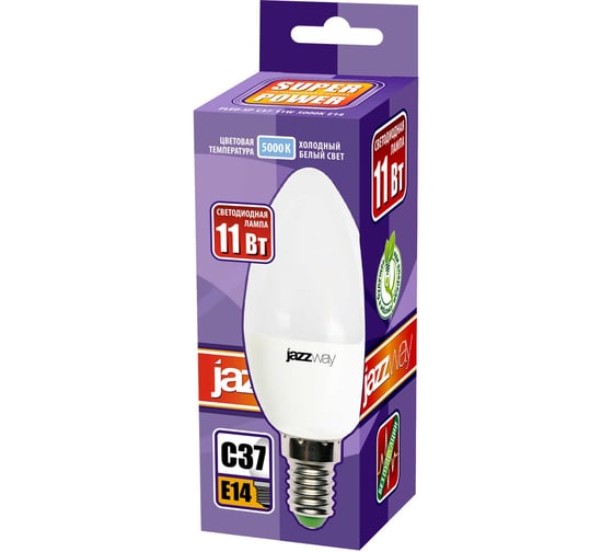 Светодиодная лампа Jazzway PLED-SP 11Вт C37 свеча 5000К холодный белый E14 980лм 230В/50Гц 5019218