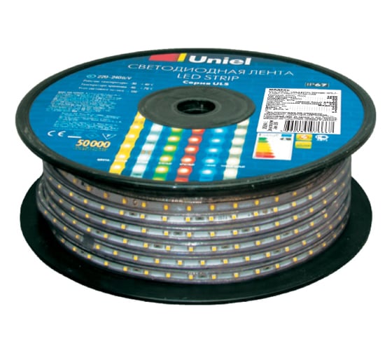 Светодиодная лента Uniel ULS-2835-60LED/m-10mm-IP67-220V-8W/m-50M-GREEN 50 м UL-00000860 1