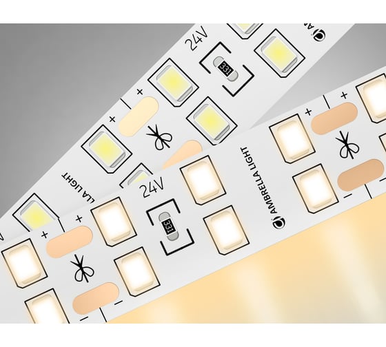 Светодиодная лента двухрядная Ambrella light 2835 204Led /20W m/ 24V IP20 3000K 5m GS3601