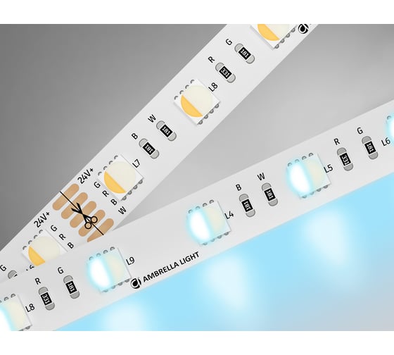 Светодиодная лента Ambrella light RGB с холодным белым светом 5050 60Led /10W m/ 24V IP20 RGBW+6500K 5m GS4403