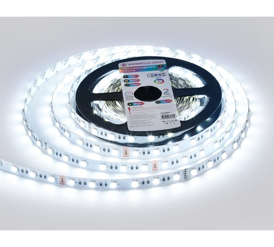 Светодиодная лента Ambrella light RGB с холодным белым светом 5050 60Led /10W m/ 24V IP20 RGBW+6500K 5m GS4403