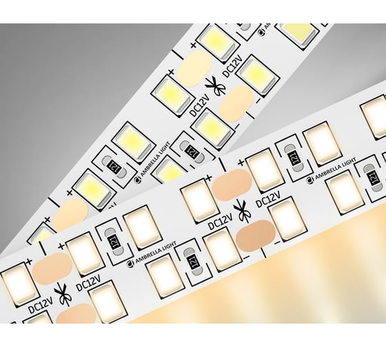 Светодиодная лента двухрядная Ambrella light 2835 240Led /24W m/ 12V IP20 3000K 5m GS1701