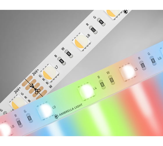 Светодиодная лента Ambrella light RGB с теплым белым светом 5050 60Led /10W m/ 24V IP20 RGBW+3000K 5m GS4401