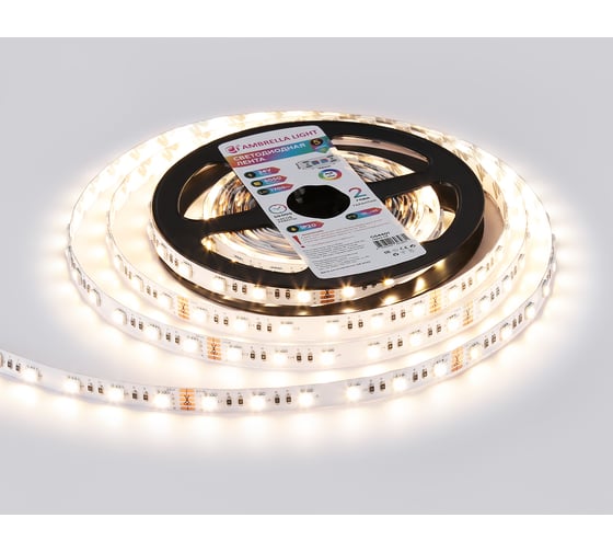 Светодиодная лента Ambrella light RGB с теплым белым светом 5050 60Led /10W m/ 24V IP20 RGBW+3000K 5m GS4401