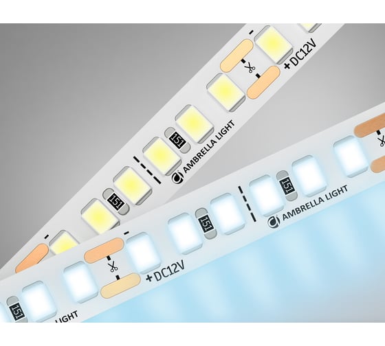 Светодиодная лента Ambrella light 2835 180Led /14.4W m/12V IP20 6500K 5m GS1303