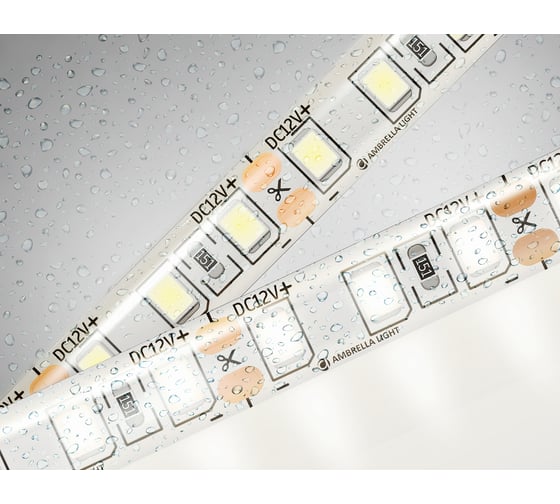Светодиодная лента Ambrella light 2835 120Led /9.6W m/ 12V IP65 4500K 5m GS1202