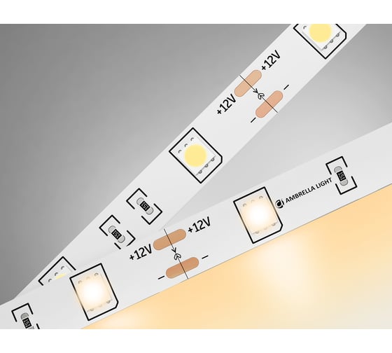 Светодиодная лента Ambrella light 5050 30Led /7.2W m/ 12V IP20 3000K 5m GS1801 1