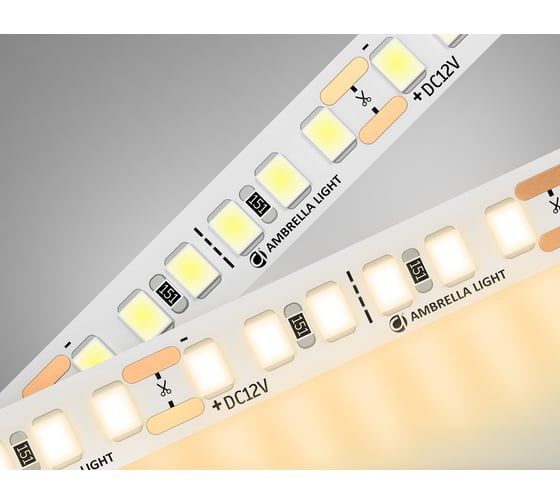 Светодиодная лента Ambrella light 2835 180Led /14.4W m/12V IP20 3000K 5m GS1301