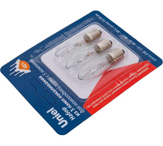 Лампа накаливания Uniel IL-CT13-CL-03/E10/48V SET3 BLISTER UL-00010986