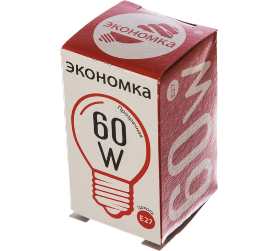 Лампа накаливания Экономка шар прозрачный 60 Вт Е27 650лм Eco G4560wE27