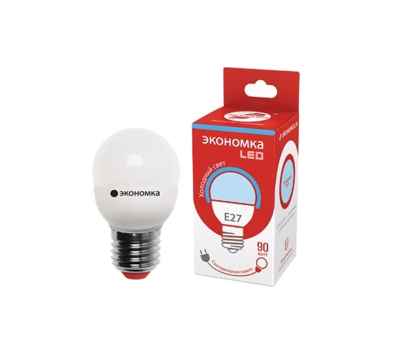 Светодиодная лампа Экономка шарик GL45 9Вт Е27 230v 6500K 765лм Eco LED9wGL45E2765