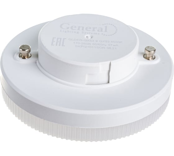 Светодиодная лампа General Lighting Systems GX53 9Вт 230В 640Лм 4500К Нейтральный белый свет Шайба GLDEN-GX53-17-230-GX53-4500 660363