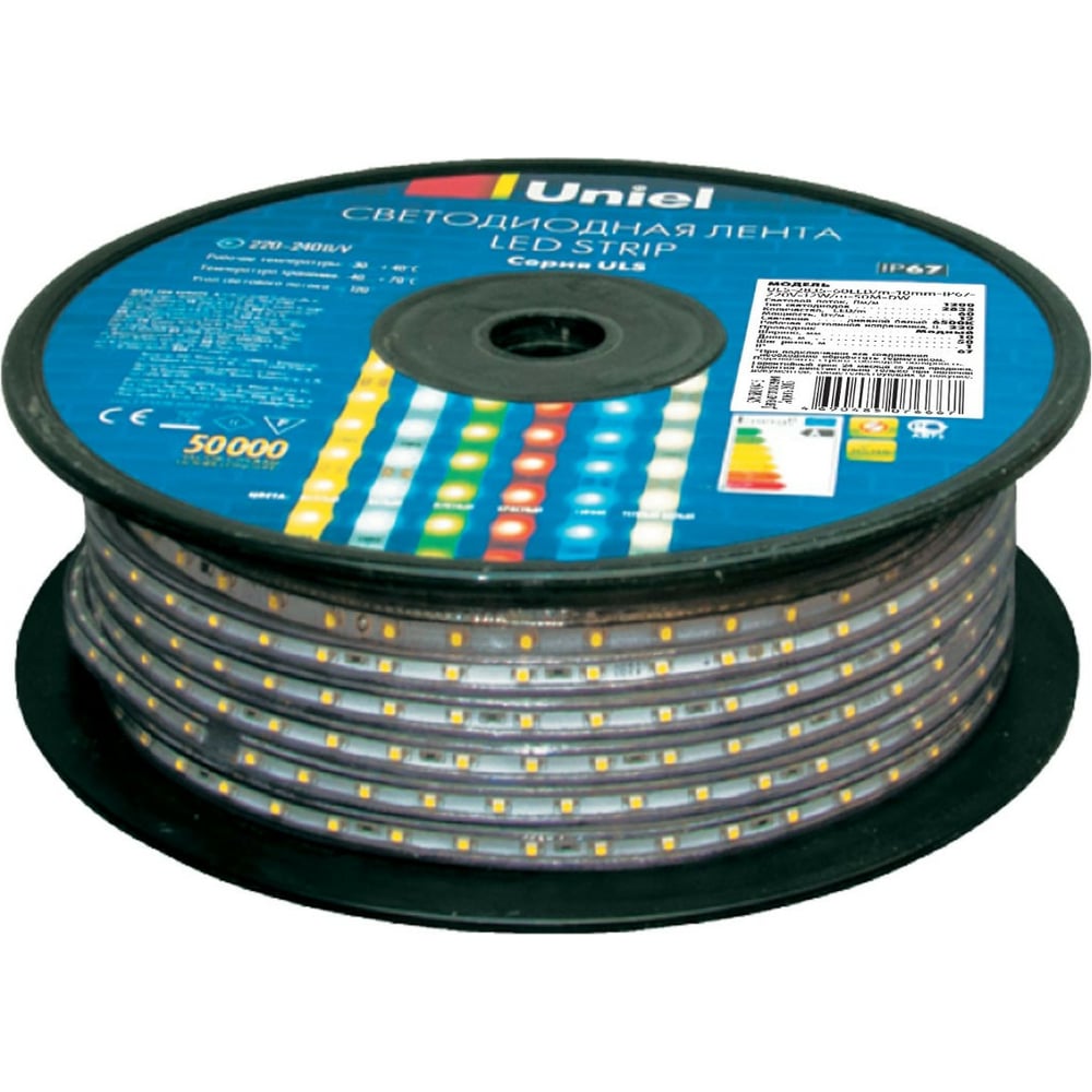 Uniel ULS 2835 60LED m 10mm IP67 220V 8W m 50M W 50 uniel-uls-2835-60led-m-10mm-ip67-220v-8w-m-50m-w-50