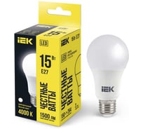 Лампа IEK LED A60 шар 15 Вт 230 В 4000К E27 LLE-A60-15-230-40-E27