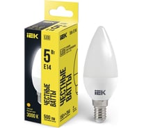Лампа IEK LED C35 свеча 5 Вт 230 В 3000К E14 LLE-C35-5-230-30-E14