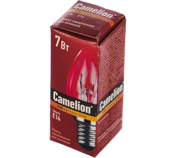 Электрическая лампа накаливания для ночников Camelion 7/P/CL/E14 прозрачная 220V 7W Е14 13912