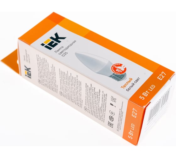 Лампа IEK LED C35 свеча 5 Вт 230 В 3000К E27 LLE-C35-5-230-30-E27
