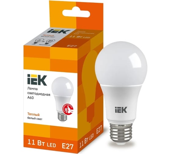Лампа IEK LED A60 груша 11 Вт 230 В 3000К E27 LLE-A60-11-230-30-E27