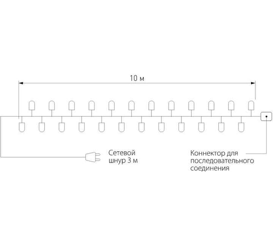 Новогодняя гирлянда Eurosvet 400-101 нить теплый белый a044072