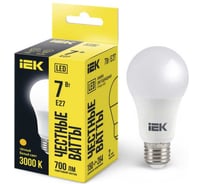 Лампа IEK LED A60 шар 7 Вт 230 В 3000К E27 LLE-A60-7-230-30-E27