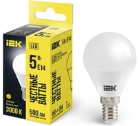 Лампа IEK LED G45 шар 5 Вт 230 В 3000К E14 LLE-G45-5-230-30-E14
