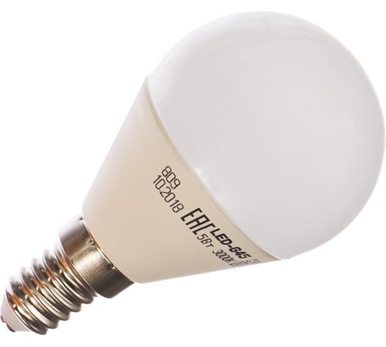 Лампа IEK LED G45 шар 5 Вт 230 В 3000К E14 LLE-G45-5-230-30-E14