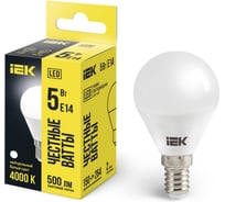 Лампа IEK LED G45 шар 5 Вт 230 В 4000К E14 LLE-G45-5-230-40-E14