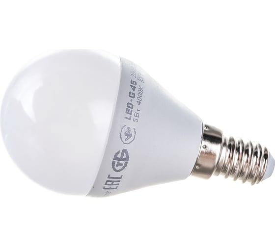 Лампа IEK LED G45 шар 5 Вт 230 В 4000К E14 LLE-G45-5-230-40-E14