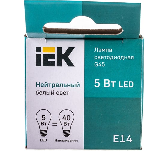 Лампа IEK LED G45 шар 5 Вт 230 В 4000К E14 LLE-G45-5-230-40-E14