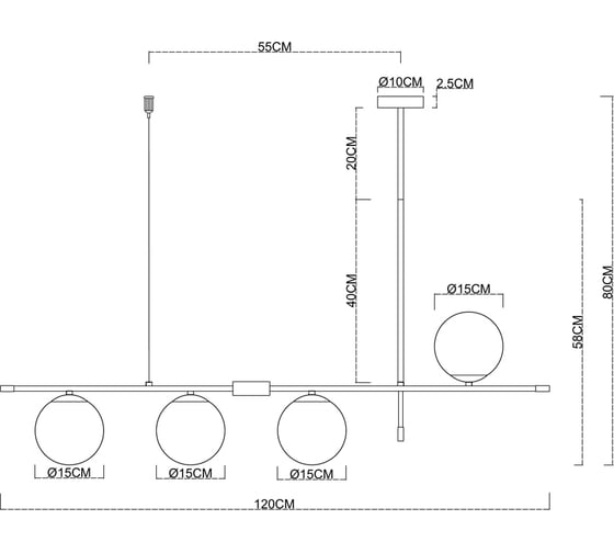 Люстра на штанге ARTE LAMP ARKAB A2225SP-4BK