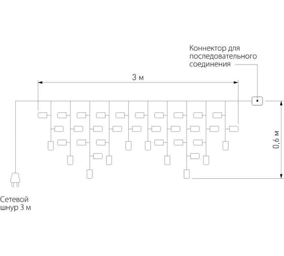 Новогодняя гирлянда Eurosvet Бахрома 100-101 белый a044046